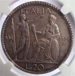 Vittorio Emanuele III
Spettacolare 20 Lire ... 